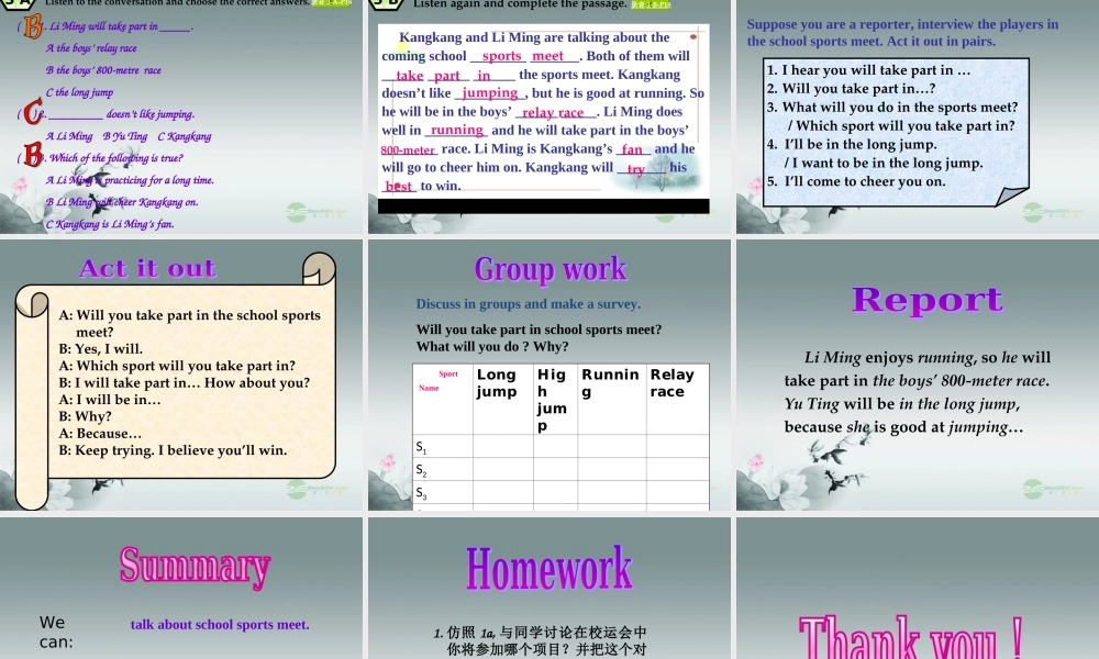 仁爱初中英语八上《Unit 1Topic 3 The school sports meet is coming.》PPT课件A (2).ppt