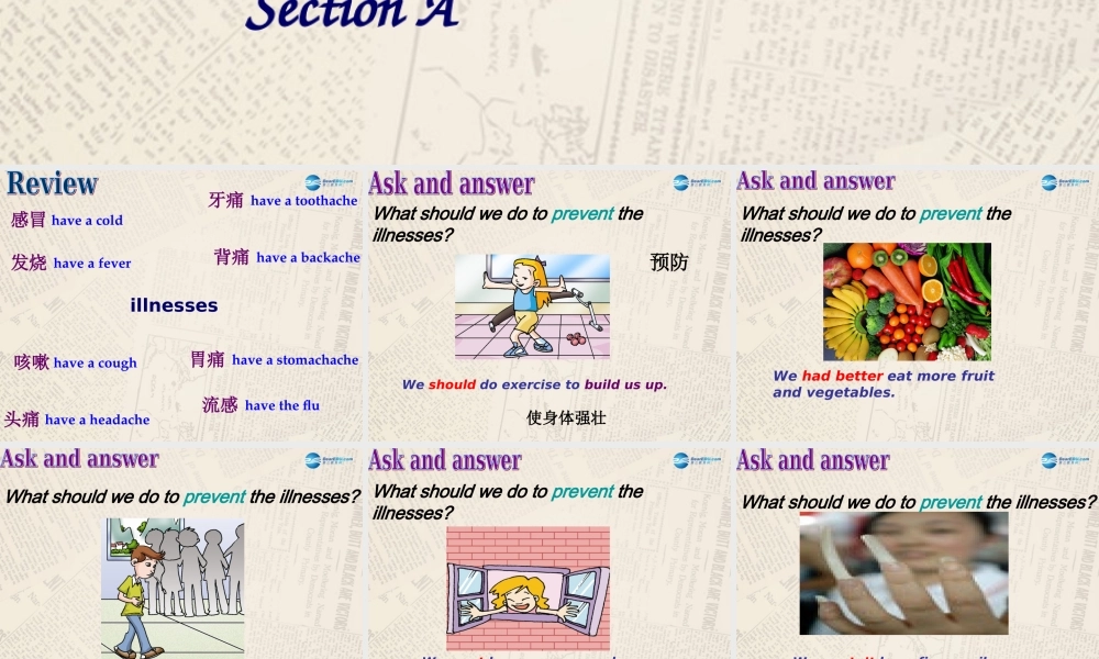 仁爱初中英语八上《Unit 2Topic 3 Must we exercise to prevent the flu》PPT课件A (1).ppt