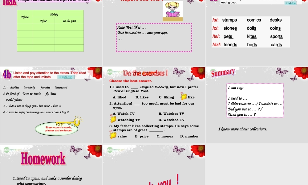 仁爱初中英语八上《Unit 3Topic 1 What's your hobby》PPT课件B (2).ppt