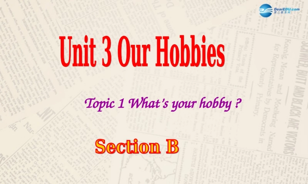 仁爱初中英语八上《Unit 3Topic 1 What's your hobby》PPT课件B (1).ppt