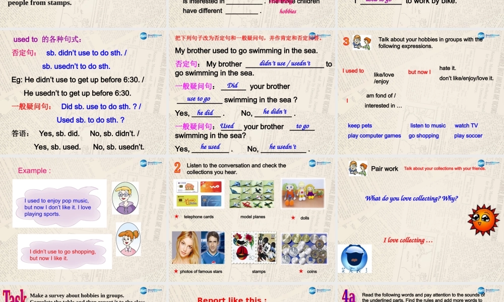 仁爱初中英语八上《Unit 3Topic 1 What's your hobby》PPT课件B (1).ppt