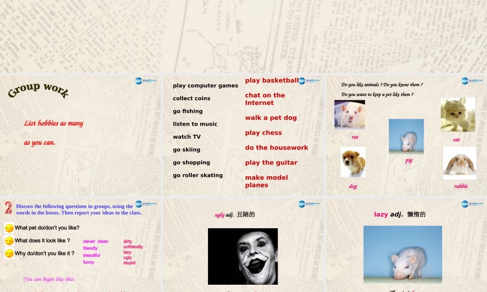 仁爱初中英语八上《Unit 3Topic 1 What's your hobby》PPT课件D (1).ppt
