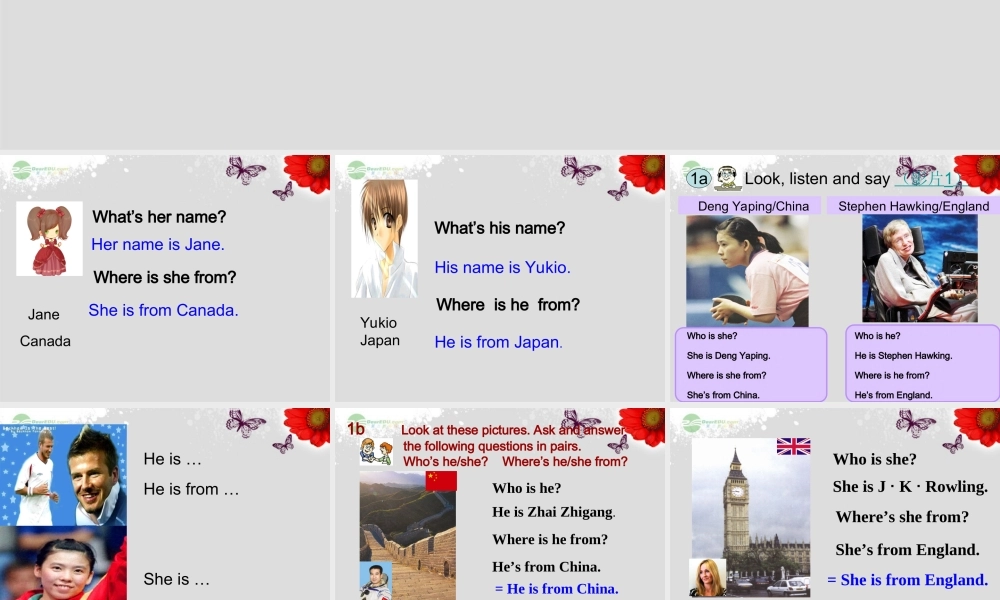 仁爱初中英语七上《Unit 1Topic 2 Where are you fromB》PPT课件 (1).ppt