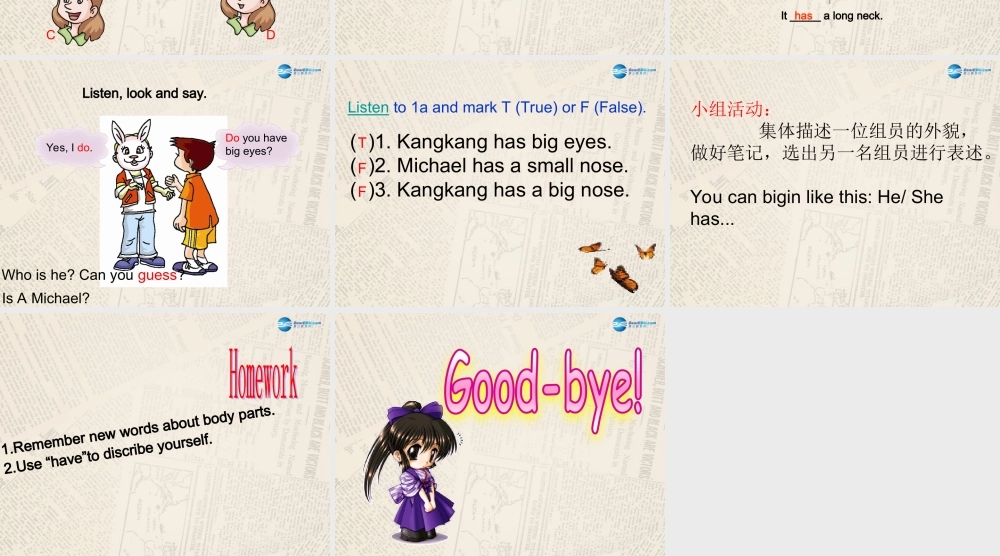 仁爱初中英语七上《Unit 2Topic 1 I have a small nose》PPT课件 (1).ppt