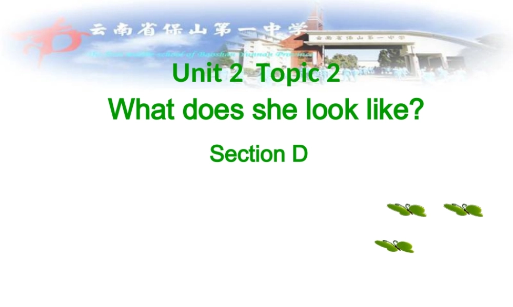 仁爱初中英语七上《Unit 2Topic 2 What does she look likeD》PPT课件.ppt