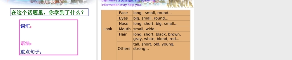 仁爱初中英语七上《Unit 2Topic 2 What does she look likeD》PPT课件.ppt