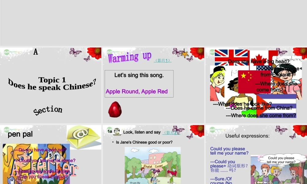 仁爱初中英语七上《Unit 3Topic 1 Does he speak ChineseA》PPT课件 (4).ppt