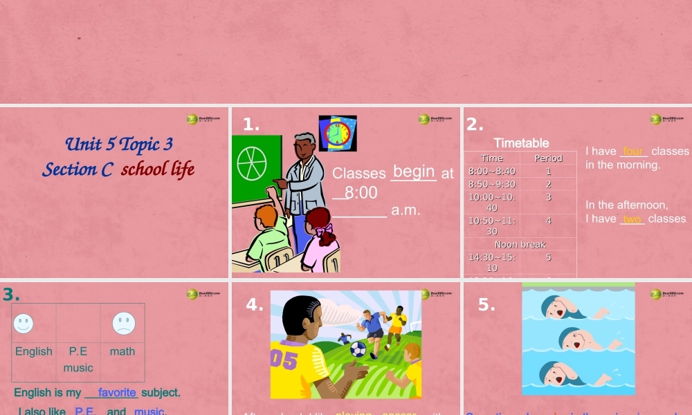 仁爱初中英语七下《Unit 5Topic 3 My school life is very interesting.》PPT课件 (2).ppt