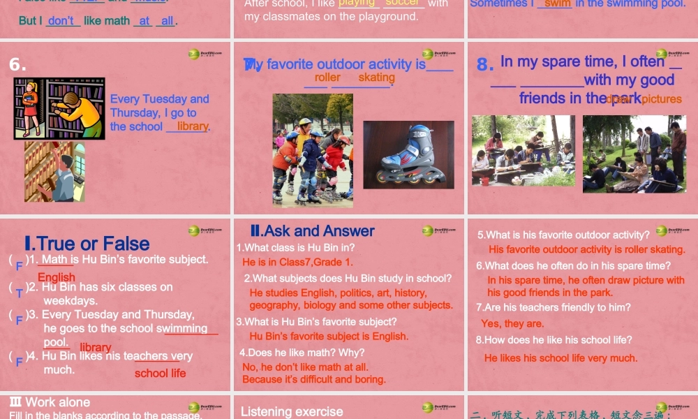 仁爱初中英语七下《Unit 5Topic 3 My school life is very interesting.》PPT课件 (2).ppt