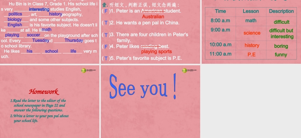 仁爱初中英语七下《Unit 5Topic 3 My school life is very interesting.》PPT课件 (2).ppt