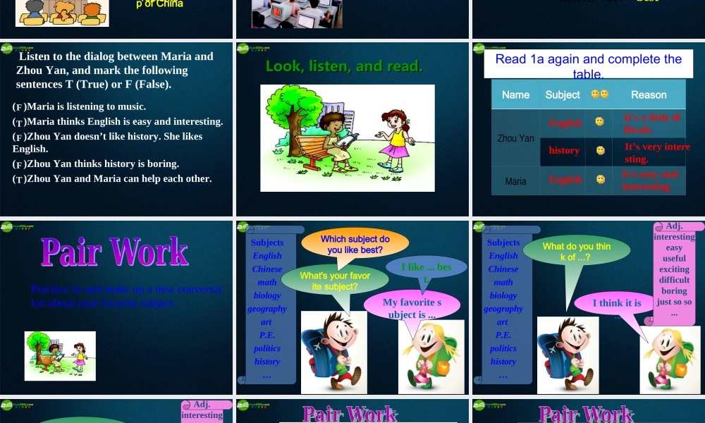 仁爱初中英语七下《Unit 5Topic 3 My school life is very interestingB.》PPT课件 (1).ppt