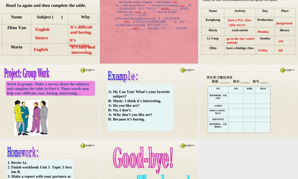 仁爱初中英语七下《Unit 5Topic 3 My school life is very interestingB.》PPT课件 (3).ppt