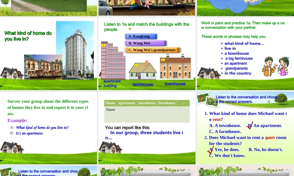 仁爱初中英语七下《Unit 6Topic 2 My home is in an apartment buildingA.》PPT课件.ppt