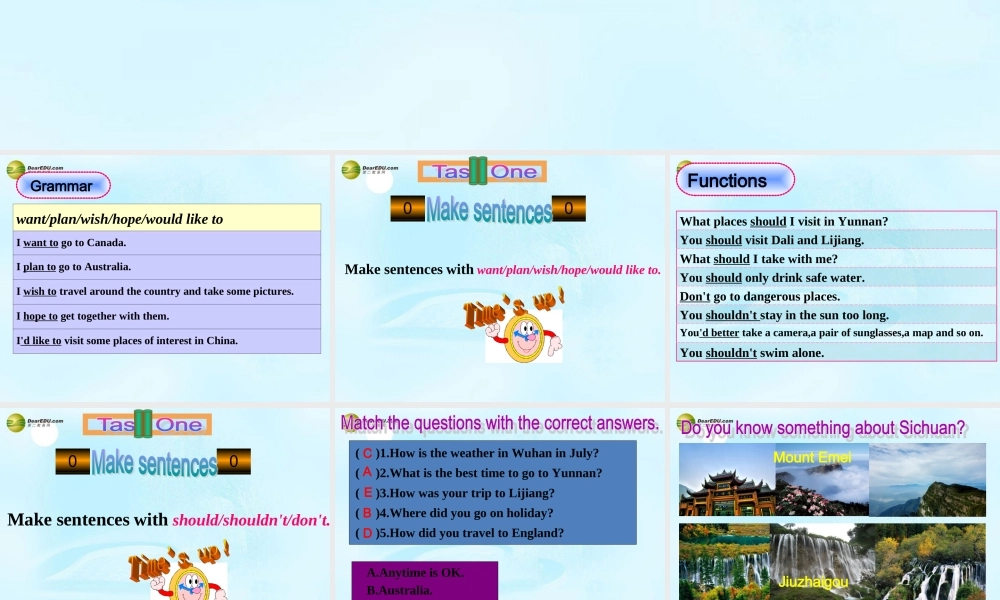 仁爱初中英语七下《Unit 8Topic 2 The summer holidays are comingD.》PPT课件.ppt