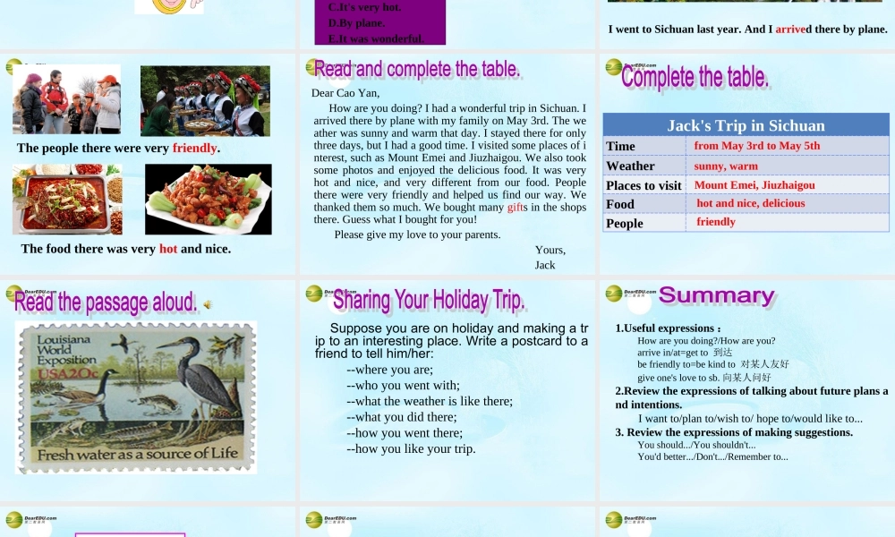 仁爱初中英语七下《Unit 8Topic 2 The summer holidays are comingD.》PPT课件.ppt