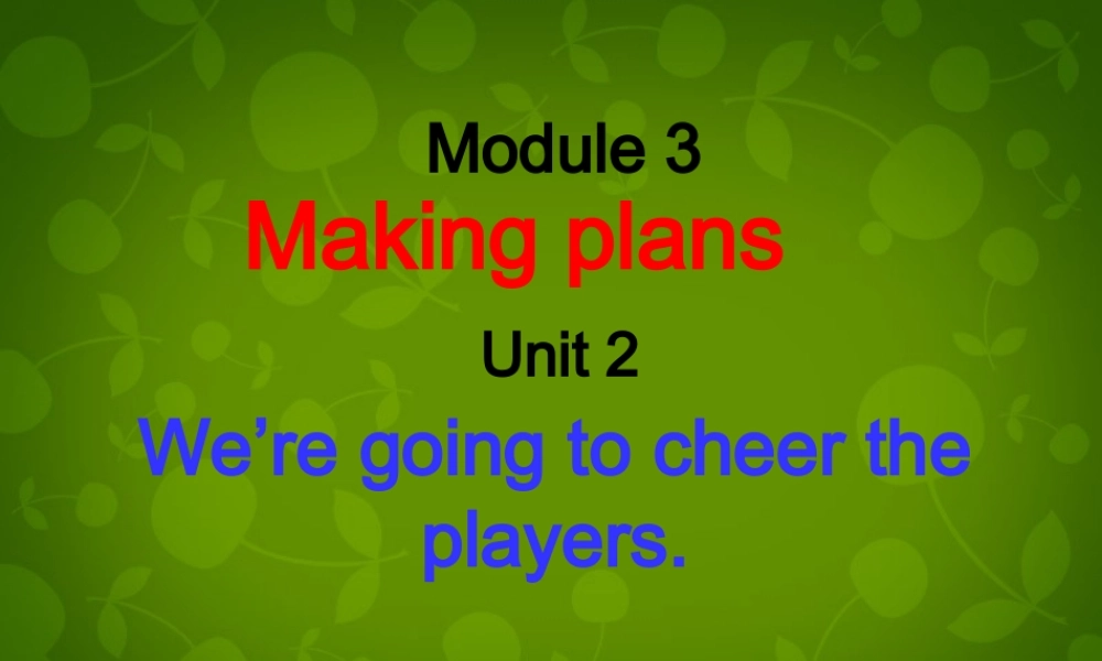 山东省茌平县洪屯镇中学七年级英语下册 Moudle 3 Unit 2 We're going to cheer the players课件 .ppt