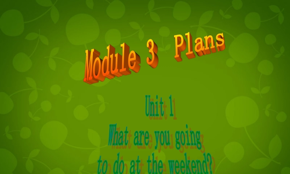 山东省茌平县洪屯镇中学七年级英语下册 Moudle 3 Unit 1 What are you going to do at the weekends课件 .ppt