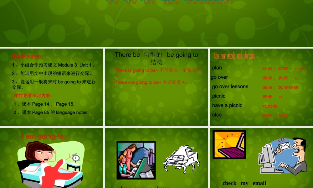 山东省茌平县洪屯镇中学七年级英语下册 Moudle 3 Unit 1 What are you going to do at the weekends课件 .ppt