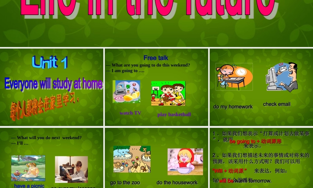 山东省茌平县洪屯镇中学七年级英语下册 Moudle 4 Unit 1 Everyone will study at home课件 .ppt