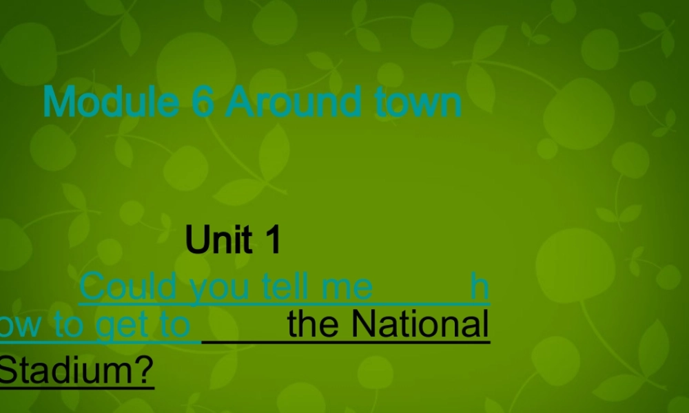 山东省茌平县洪屯镇中学七年级英语下册 Moudle 6 Unit 1 Could you tell me how to get to the National Stadium课件 .ppt