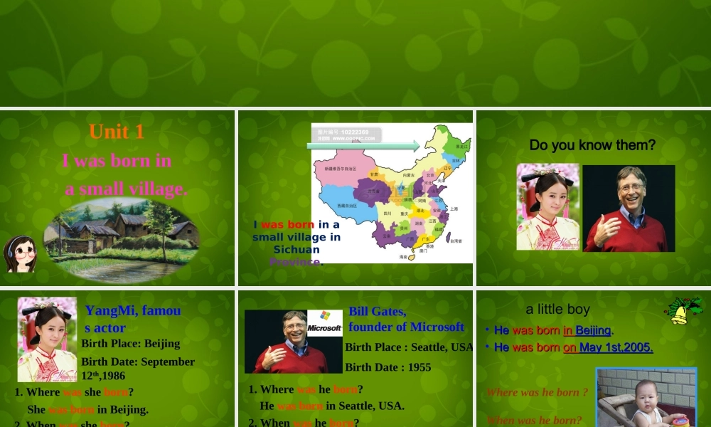 山东省茌平县洪屯镇中学七年级英语下册 Moudle 7 Unit 1 I was born in a small village课件 .ppt