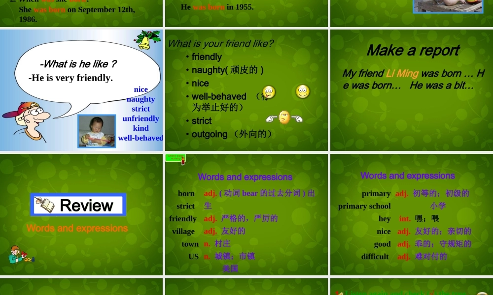 山东省茌平县洪屯镇中学七年级英语下册 Moudle 7 Unit 1 I was born in a small village课件 .ppt