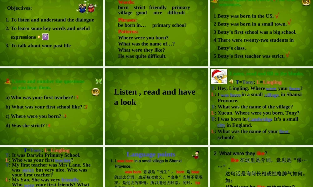 山东省茌平县洪屯镇中学七年级英语下册 Moudle 7 Unit 1 I was born in a small village课件 .ppt