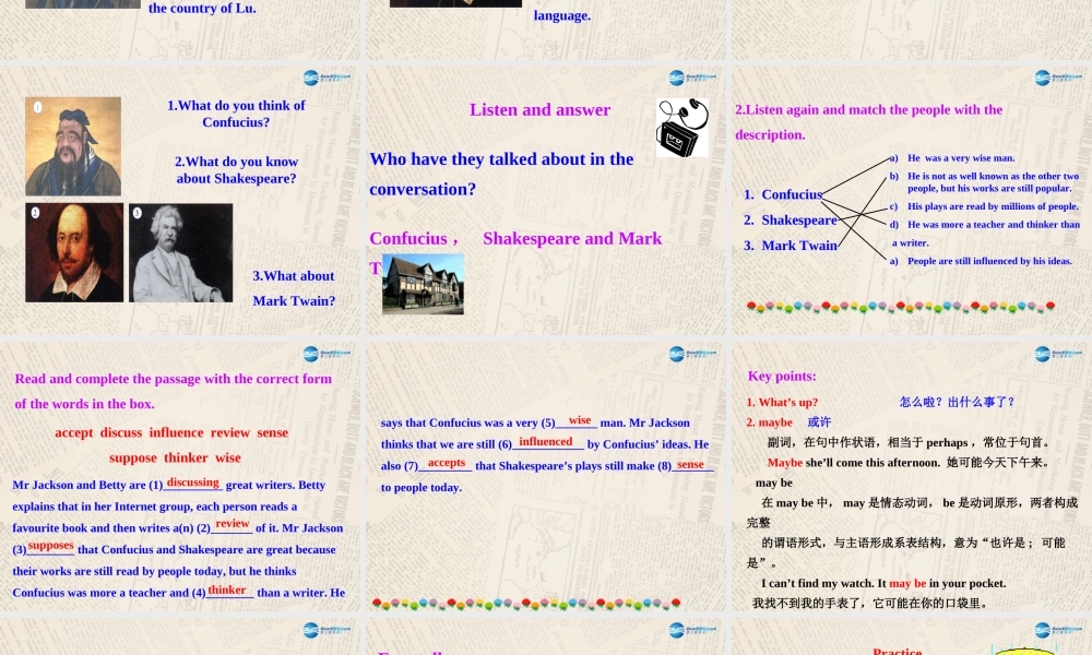 山东省高密市立新中学九年级英语上册 Module 7 Unit 1 We’re still influenced by Confucius’s ideas课件.ppt