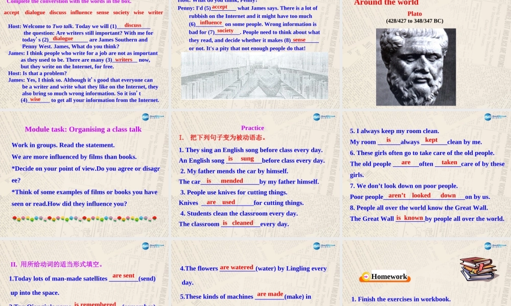 山东省高密市立新中学九年级英语上册 Module 7 Unit 3 Language in use课件.ppt