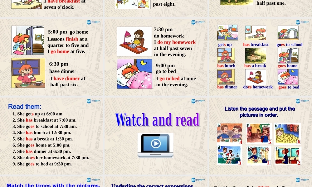 山东省高密市立新中学七年级英语上册 Module 5 Unit 2 We start work at nine o’clock课件 （新版）外研版.ppt