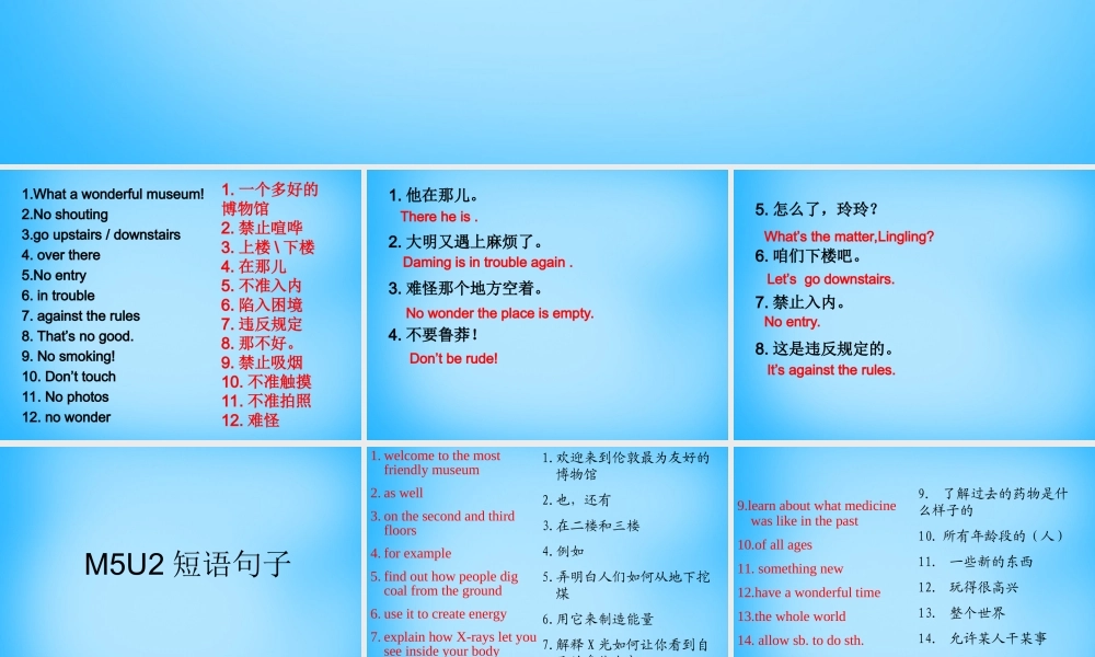 山东省高密市银鹰文昌中学九年级英语上册 Module 5 Unit 1 Don’t cross that rope课件.ppt