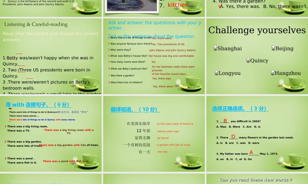 山东省聊城市茌平县洪屯中学七年级英语下册 Module 7 Unit 2 I was born in Quincy课件 .ppt