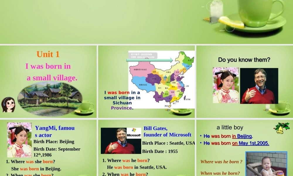 山东省聊城市茌平县洪屯中学七年级英语下册 Module 7 Unit 1 I was born in a small village课件 .ppt