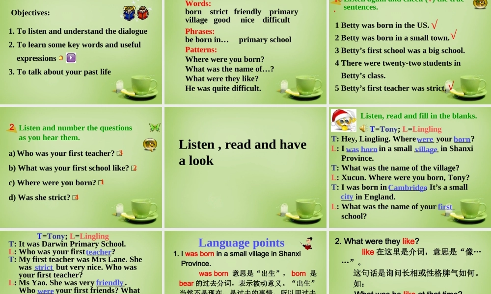 山东省聊城市茌平县洪屯中学七年级英语下册 Module 7 Unit 1 I was born in a small village课件 .ppt