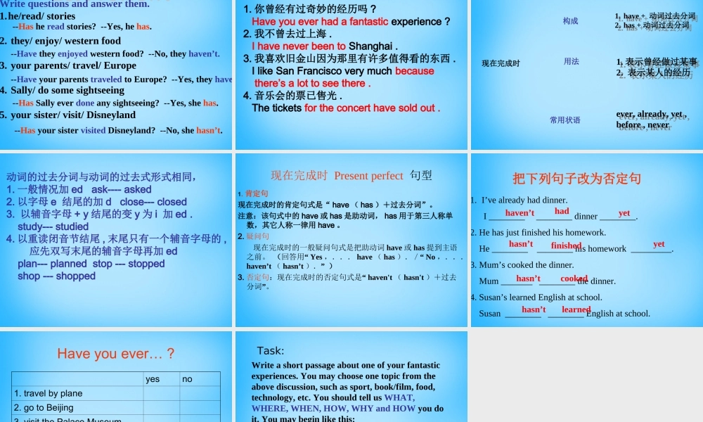 山东省寿光市实验中学八年级英语下册 Module 2 Experiences Unit 2 They have seen the Pyramids课件 .ppt