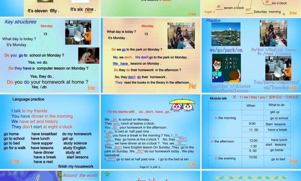 山东省寿光市实验中学七年级英语上册 Module 5 My school day Unit 3 Language in use课件 （新版）外研版.ppt