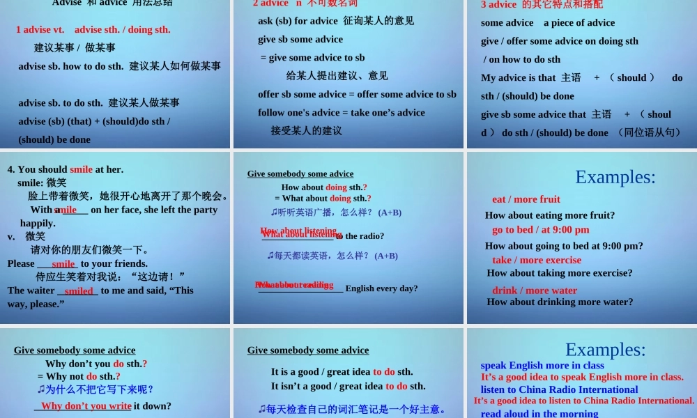 山东省潍坊高新技术产业开发区东明学校八年级英语上册 Module 1 Unit 2 You should smile at her课件 .ppt