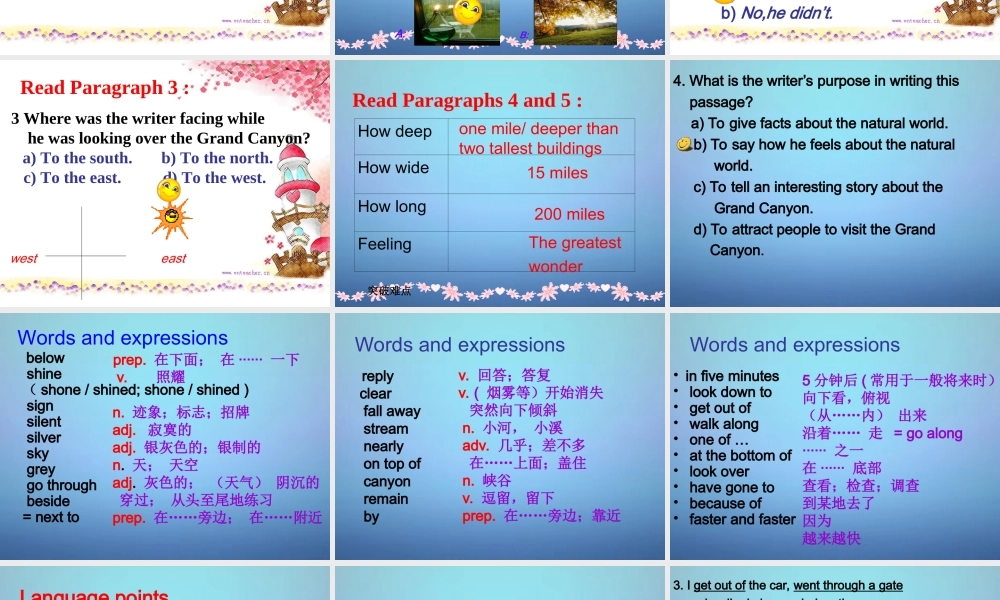 山东省潍坊高新技术产业开发区东明学校九年级英语上册 Module 1 Unit 2 The Grand Canyon was not just big课件.ppt