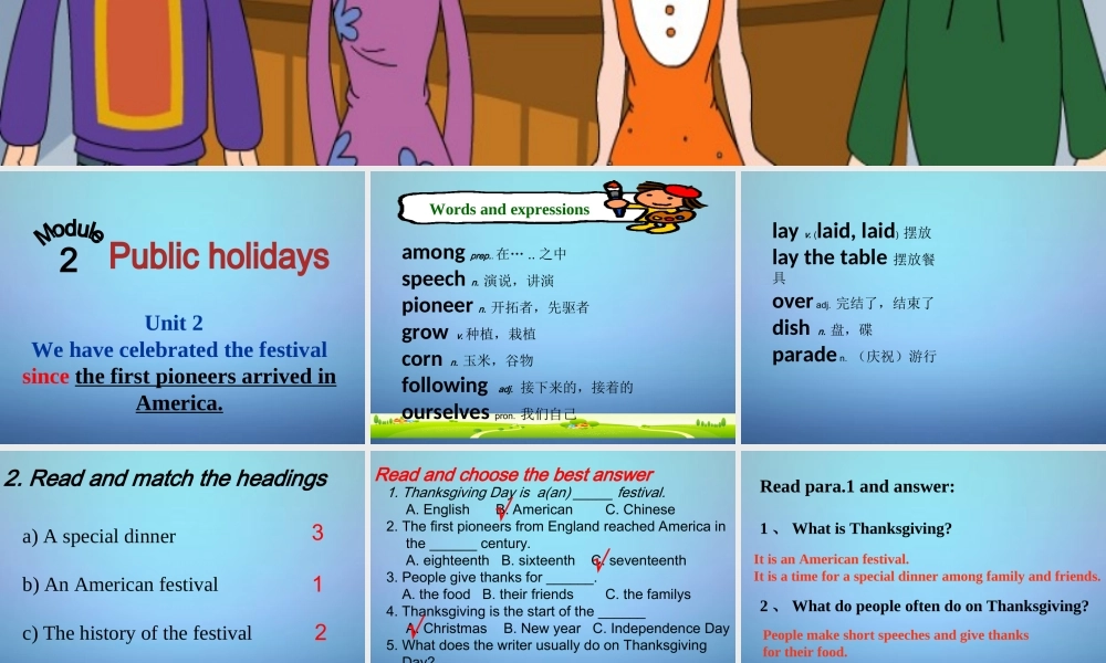 山东省潍坊高新技术产业开发区东明学校九年级英语上册 Module 2 Unit 2 We have celebrated the festival since the first pioneers arrived in America课件.ppt