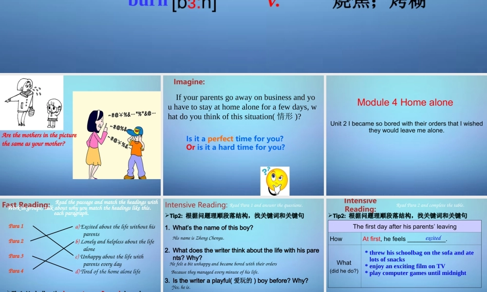 山东省潍坊高新技术产业开发区东明学校九年级英语上册 Module 4 Unit 2 I became so bored with their orders that I wished they would leave me alone课件.ppt