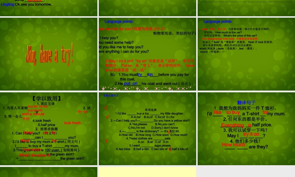 山东省潍坊高新技术产业开发区浞景学校七年级英语下册《Module 5 Unit 1 What can I do for you》课件 .ppt