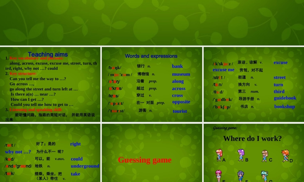 山东省潍坊高新技术产业开发区浞景学校七年级英语下册《Module 6 Unit 1 Could you tell me how to get to the National Stadium》课件 .ppt