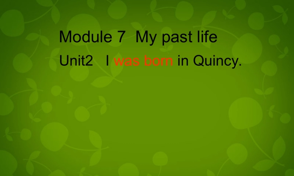 山东省潍坊高新技术产业开发区浞景学校七年级英语下册《Module 7 Unit 2 I was born in Quincy》课件 .ppt