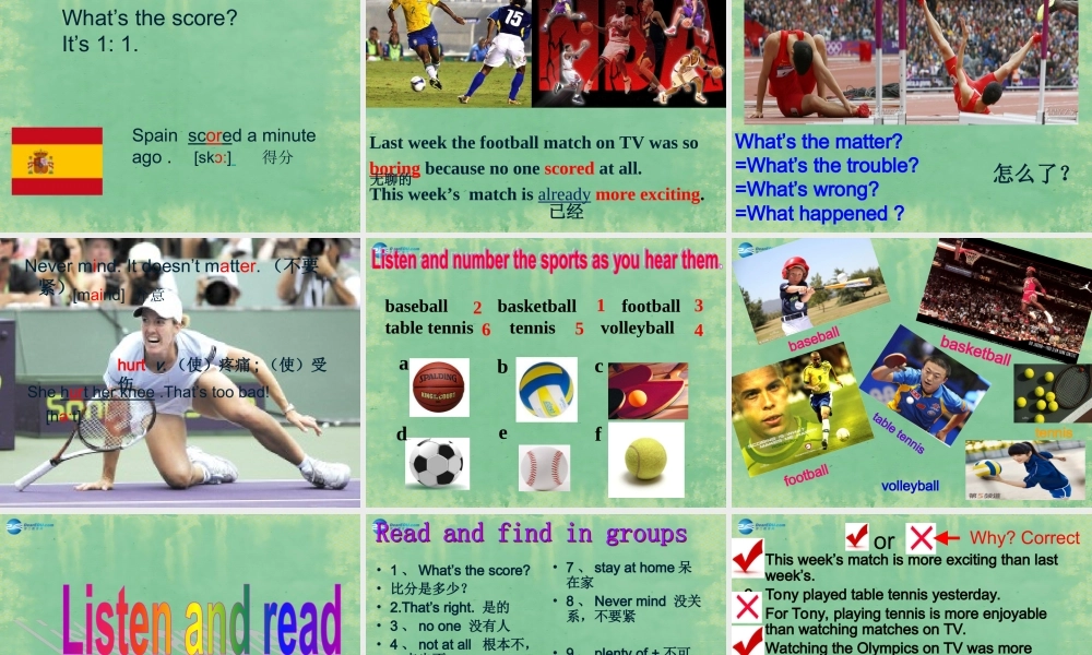 山东省阳谷县第一中学八年级英语上册 Module 3 Unit 1 Nothing is more exciting than playing tennis课件.ppt