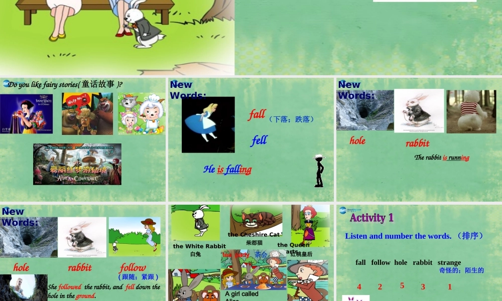 山东省阳谷县第一中学八年级英语上册 Module 7 Unit 1 Alice was sitting with her sister by the river课件.ppt