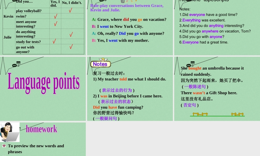 山东省淄博市周村区萌水中学七年级英语上册 Unit 5 Where did you go on vacation Section A课件 （新版）.ppt