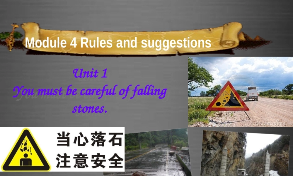四川省华蓥市九年级英语下册《Module 4 Unit 1 You must be careful of falling stones》课件 .ppt