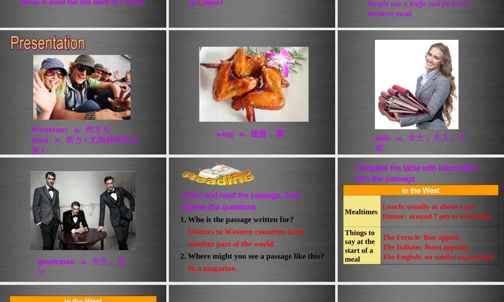 四川省华蓥市九年级英语下册《Module 6 Unit 2 Knives and forks are used for most Western food》课件 .ppt