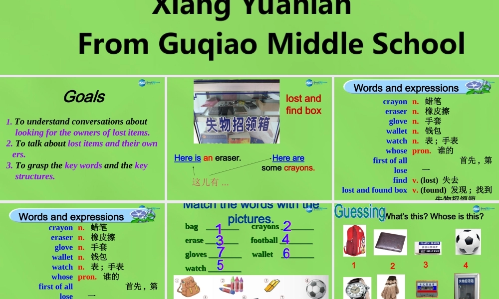 四川省华蓥市明月镇七年级英语下册 Module 1 Lost and found Unit 1 Whose bag is this课件 .ppt