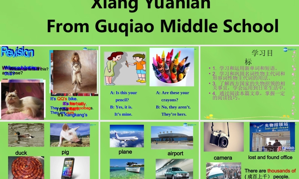 四川省华蓥市明月镇七年级英语下册 Module 1 Lost and found Unit 2 Are they yours课件 .ppt